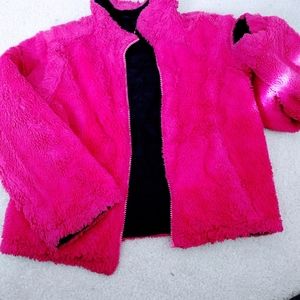 Reversible Girls' Jacket hot pink and black